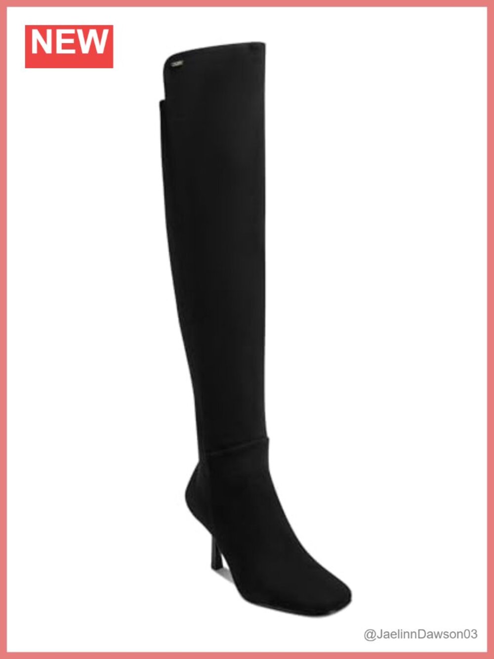 Faux Leather Square Toe Block Heel Knee High Heeled Boot